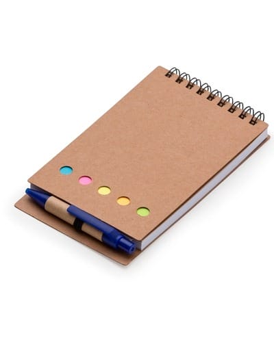 Bloco de anotações com post it e caneta