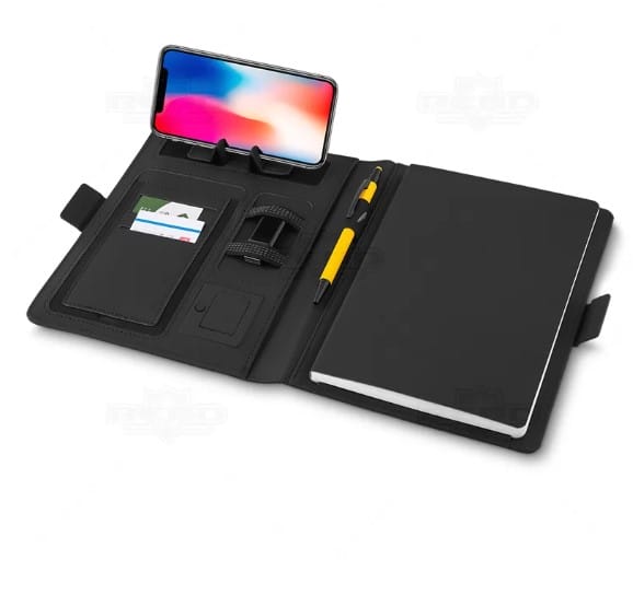 Caderno executivo com powerbank personalizado