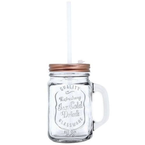 Caneca de vidro com tampa