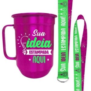 Canecas de alumínio personalizadas com cordão