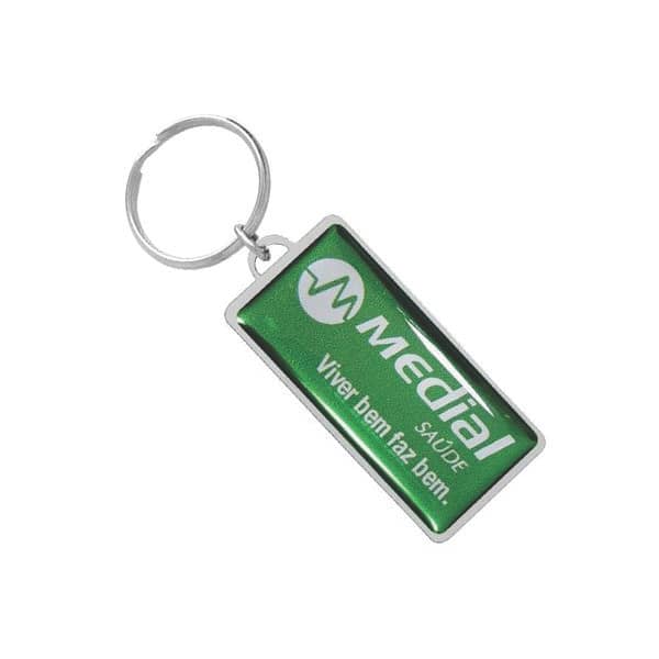Chaveiro Retangular de Metal Resido Personalizado