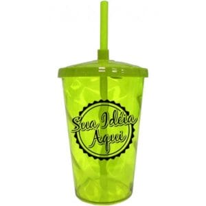 Copo Plastico Personalizado com Canudo