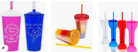 Copo com canudo personalizado