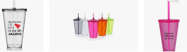 Copo personalizado com canudo