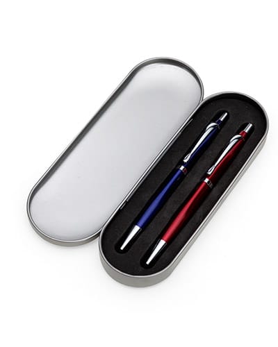 Estojo de metal caneta e lapiseira personalizada