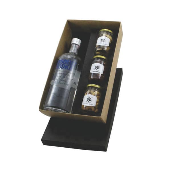 Kit Vodka com Absolut e Potes com Petiscos