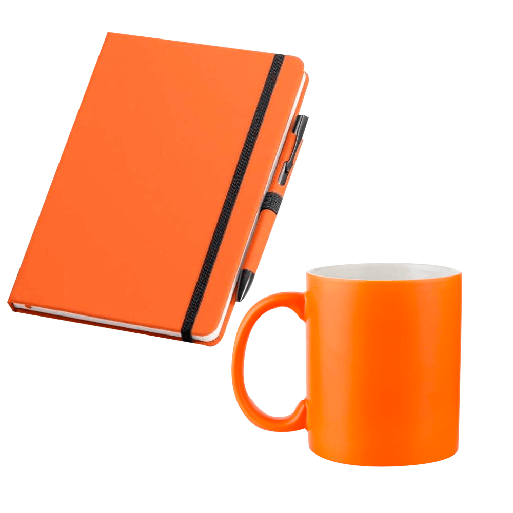 Kit caderno caneta e caneca