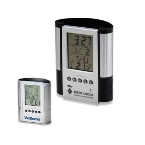 Porta canetas com relógio promocional