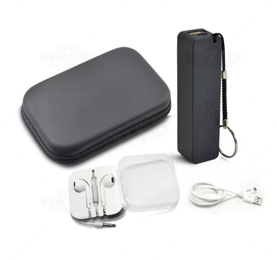 Power bank wireless com fone de ouvido personalizado