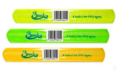 Pulseira bate-enrola em vinil com código de barras simples ou sequencial