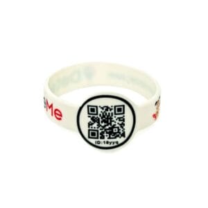Pulseira de silicone com brasão circular e QR-Code