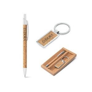 Kit Caneta com Porta Cartão com Chaveiro de Brinde